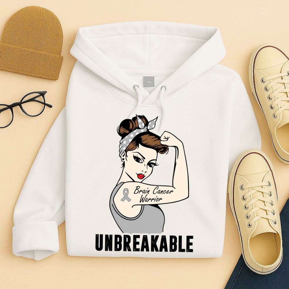 Brain Cancer Warrior Unbreakable Tee Brain Cancer Awareness Gift Hoodie