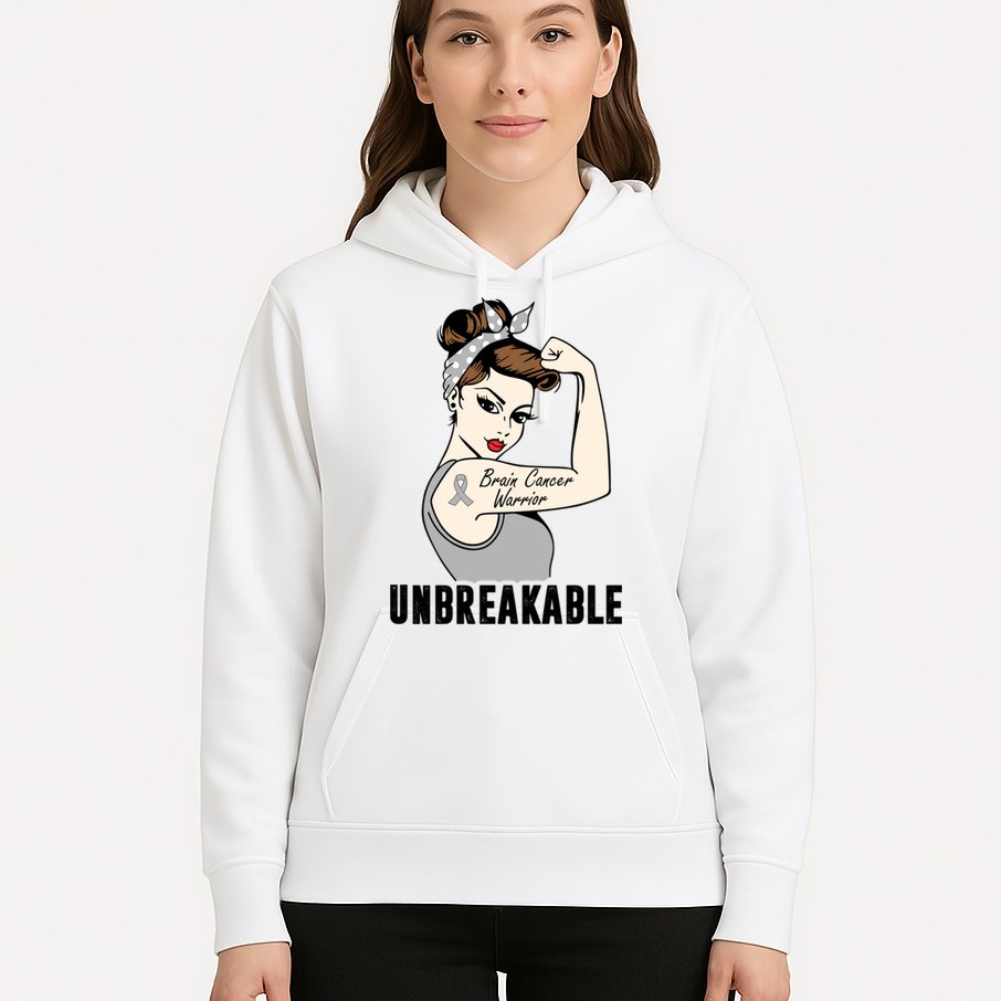 Brain Cancer Warrior Unbreakable Tee Brain Cancer Awareness Gift Hoodie