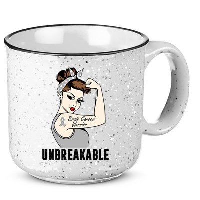 Brain Cancer Warrior Unbreakable Tee Brain Cancer Awareness Gift 15oz Campfire Ceramic Mug