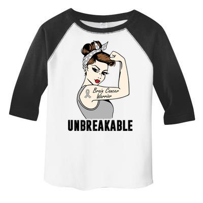 Brain Cancer Warrior Unbreakable Tee Brain Cancer Awareness Gift Toddler Fine Jersey T-Shirt