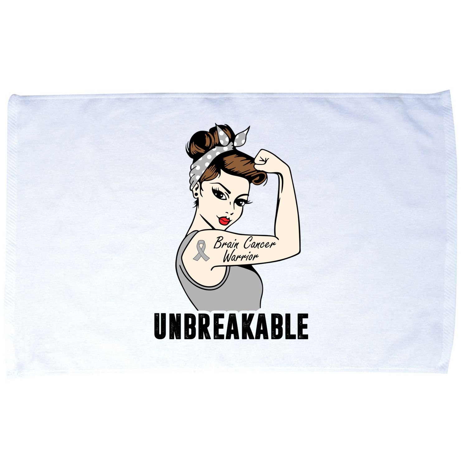 Brain Cancer Warrior Unbreakable Tee Brain Cancer Awareness Gift Microfiber Hand Towel