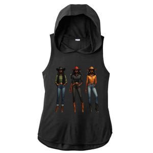 Black Cowgirl Western Rodeo Melanin Black History Texas Ladies PosiCharge Tri-Blend Wicking Draft Hoodie Tank