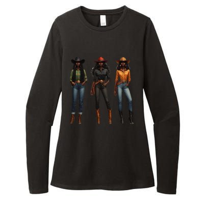 Black Cowgirl Western Rodeo Melanin Black History Texas Womens CVC Long Sleeve Shirt