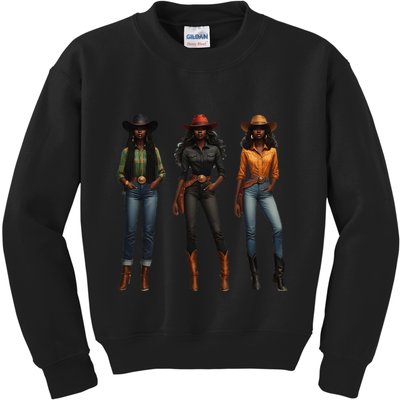 Black Cowgirl Western Rodeo Melanin Black History Texas Kids Sweatshirt