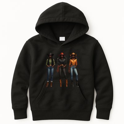 Black Cowgirl Western Rodeo Melanin Black History Texas Kids Hoodie