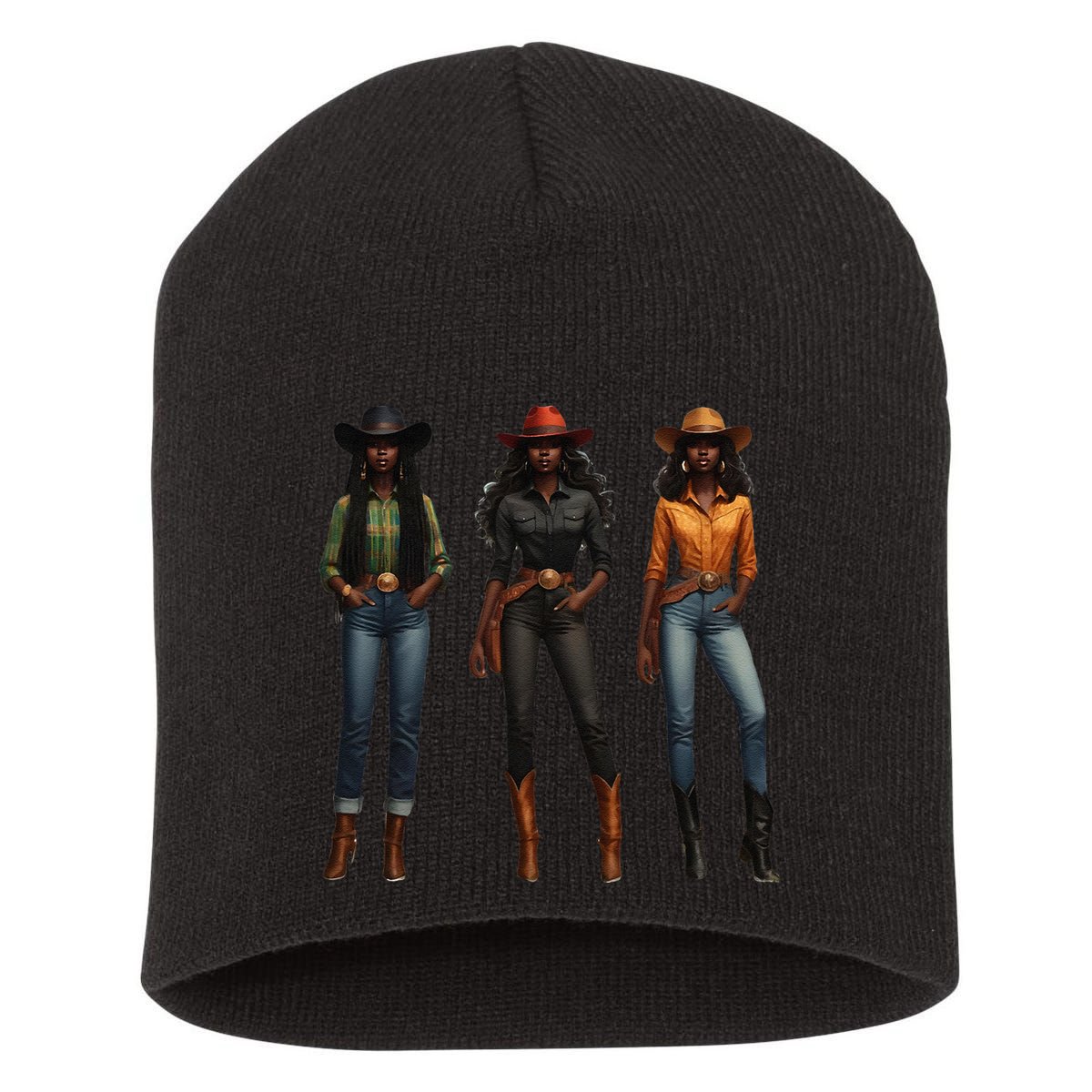 Black Cowgirl Western Rodeo Melanin Black History Texas Short Acrylic Beanie