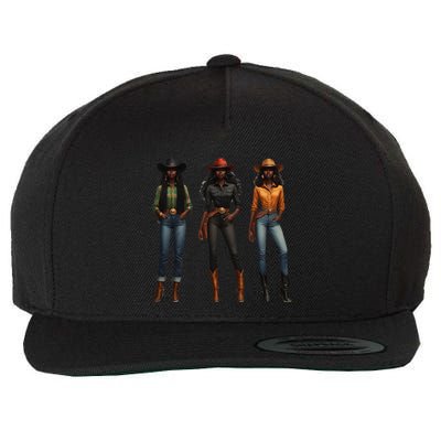 Black Cowgirl Western Rodeo Melanin Black History Texas Wool Snapback Cap