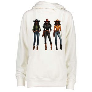 Black Cowgirl Western Rodeo Melanin Black History Texas Womens Funnel Neck Pullover Hood