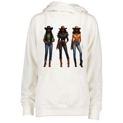 Black Cowgirl Western Rodeo Melanin Black History Texas Womens Funnel Neck Pullover Hood