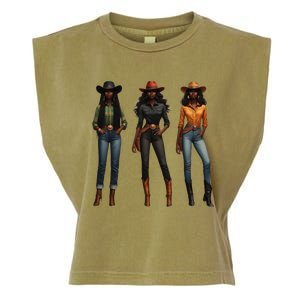 Black Cowgirl Western Rodeo Melanin Black History Texas Garment-Dyed Women's Muscle Tee