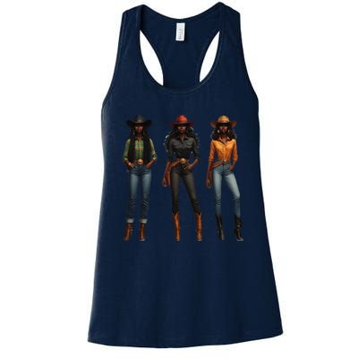 Black Cowgirl Western Rodeo Melanin Black History Texas Women's Racerback Tank