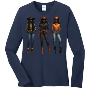 Black Cowgirl Western Rodeo Melanin Black History Texas Ladies Long Sleeve Shirt