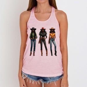 Black Cowgirl Western Rodeo Melanin Black History Texas Women's Knotted Racerback Tank