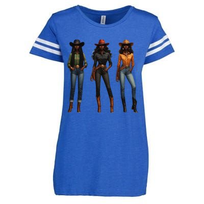 Black Cowgirl Western Rodeo Melanin Black History Texas Enza Ladies Jersey Football T-Shirt