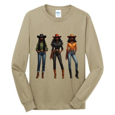 Black Cowgirl Western Rodeo Melanin Black History Texas Tall Long Sleeve T-Shirt