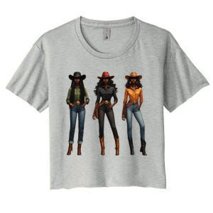 Black Cowgirl Western Rodeo Melanin Black History Texas Women's Crop Top Tee