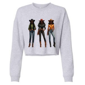 Black Cowgirl Western Rodeo Melanin Black History Texas Cropped Pullover Crew