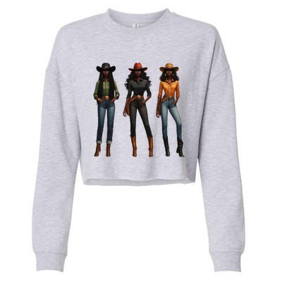 Black Cowgirl Western Rodeo Melanin Black History Texas Cropped Pullover Crew