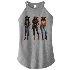 Black Cowgirl Western Rodeo Melanin Black History Texas Women's Perfect Tri Rocker Tank