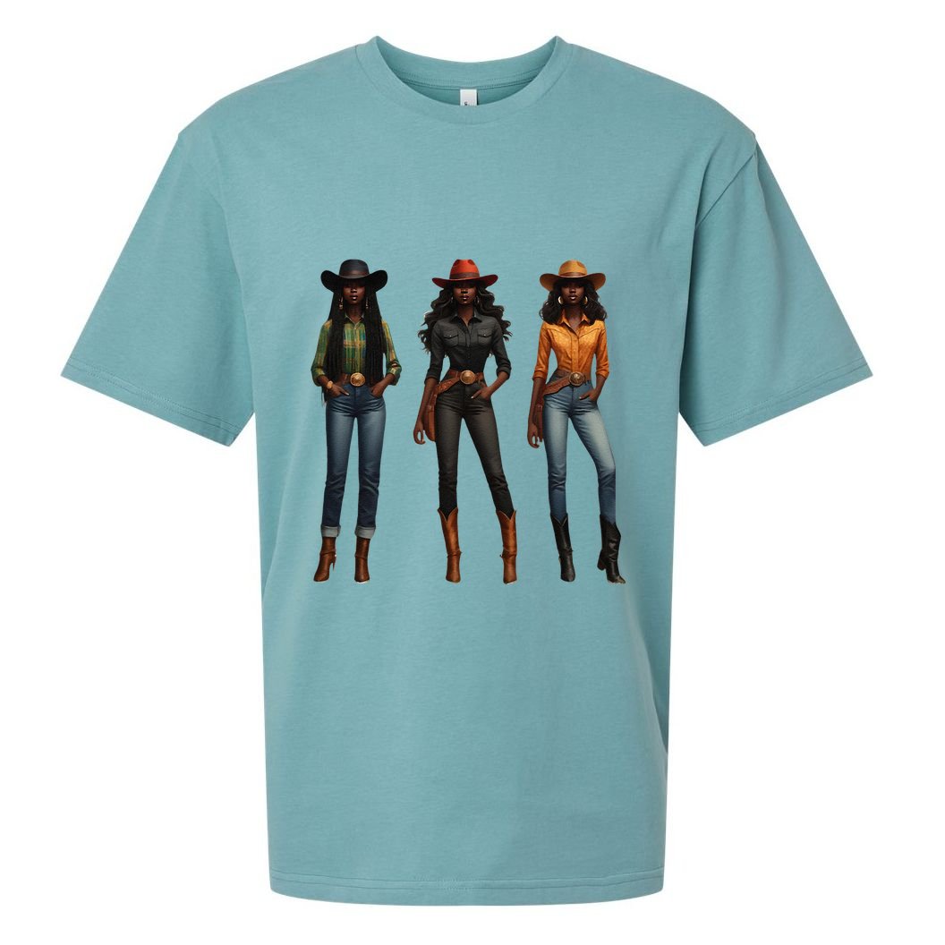 Black Cowgirl Western Rodeo Melanin Black History Texas Sueded Cloud Jersey T-Shirt