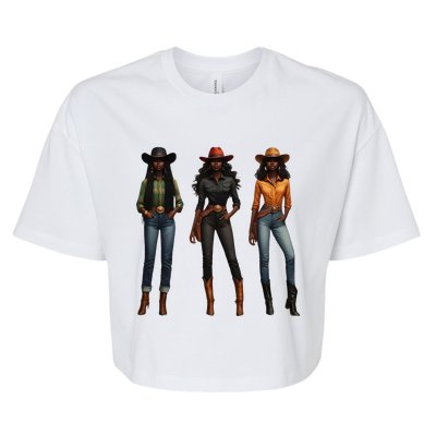 Black Cowgirl Western Rodeo Melanin Black History Texas Bella+Canvas Jersey Crop Tee