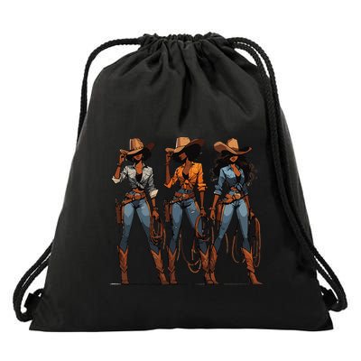 Black Cowgirl Western Rodeo Melanin Black History Texas Drawstring Bag