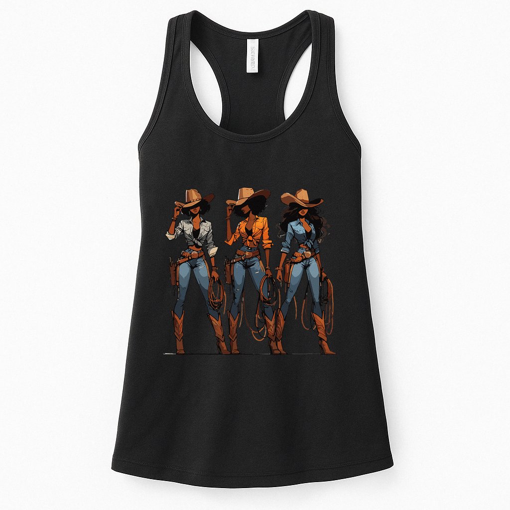 Black Cowgirl Western Rodeo Melanin Black History Texas Womens Tank Top