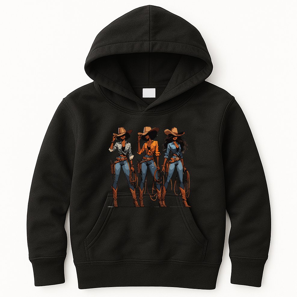 Black Cowgirl Western Rodeo Melanin Black History Texas Kids Hoodie