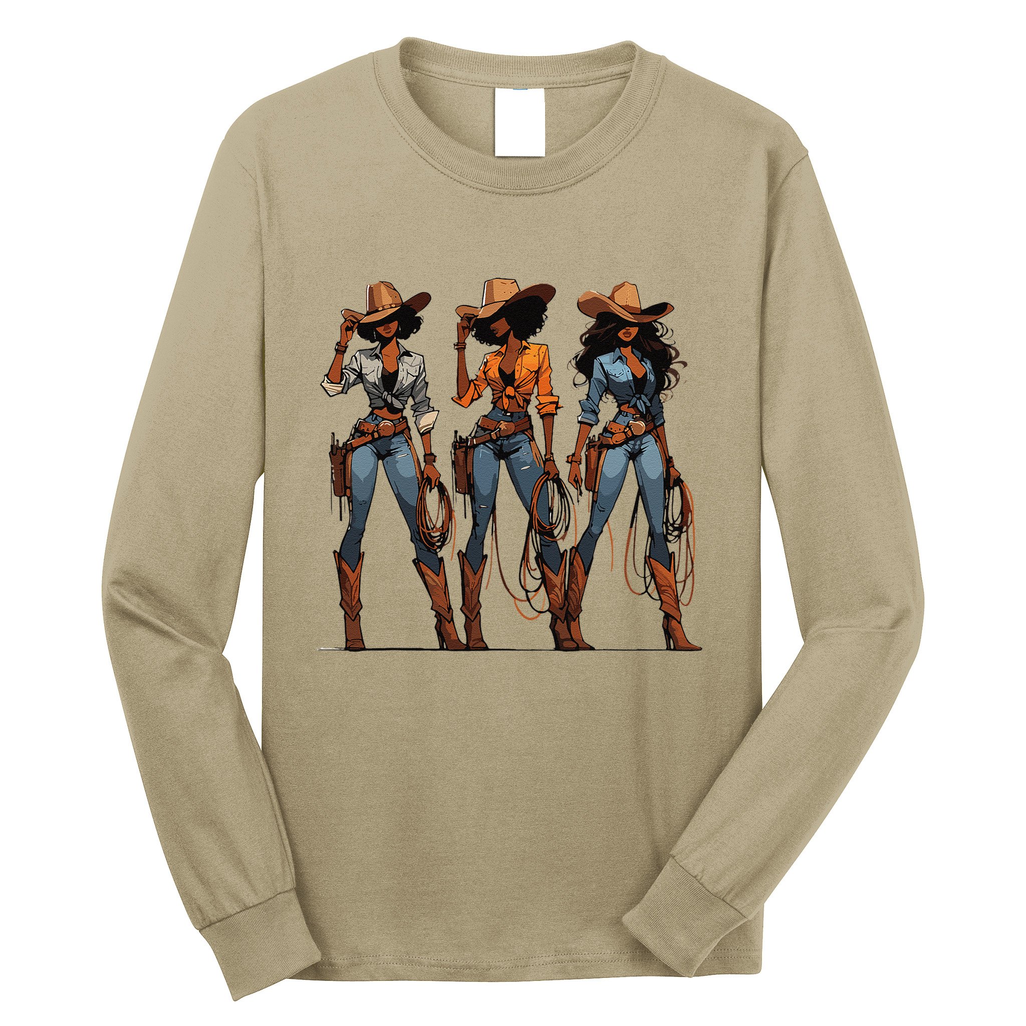 Black Cowgirl Western Rodeo Melanin Black History Texas Long Sleeve Shirt