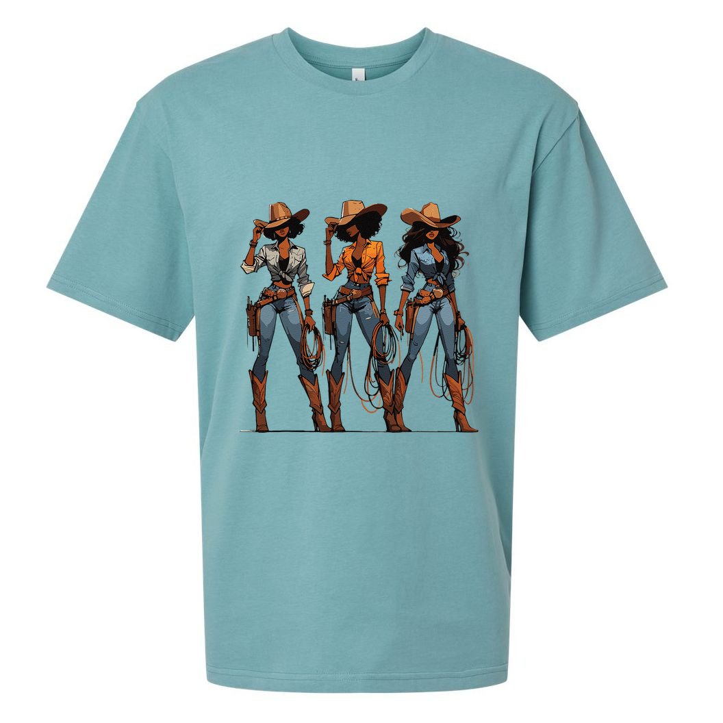 Black Cowgirl Western Rodeo Melanin Black History Texas Sueded Cloud Jersey T-Shirt