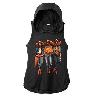 Black Cowgirl Western Rodeo Melanin Black History Texas Ladies PosiCharge Tri-Blend Wicking Draft Hoodie Tank