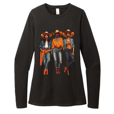 Black Cowgirl Western Rodeo Melanin Black History Texas Womens CVC Long Sleeve Shirt