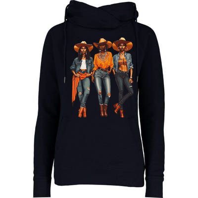 Black Cowgirl Western Rodeo Melanin Black History Texas Womens Funnel Neck Pullover Hood