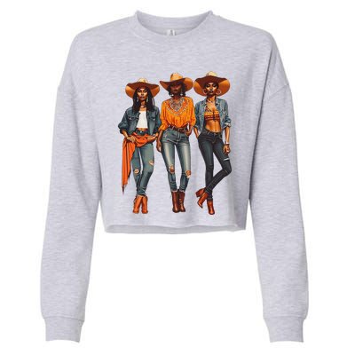 Black Cowgirl Western Rodeo Melanin Black History Texas Cropped Pullover Crew