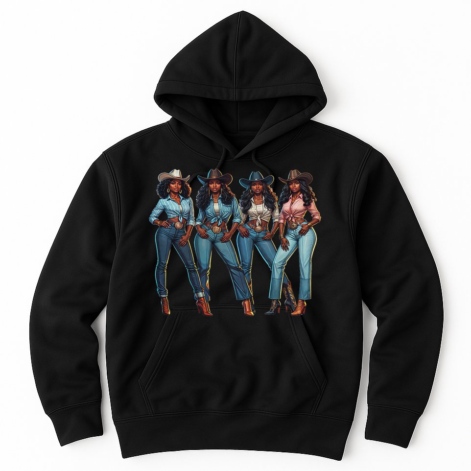 Black Cowgirl Western Rodeo Melanin Qween Black Girl Hoodie