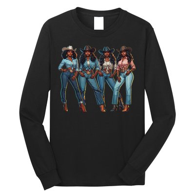Black Cowgirl Western Rodeo Melanin Qween Black Girl Long Sleeve Shirt