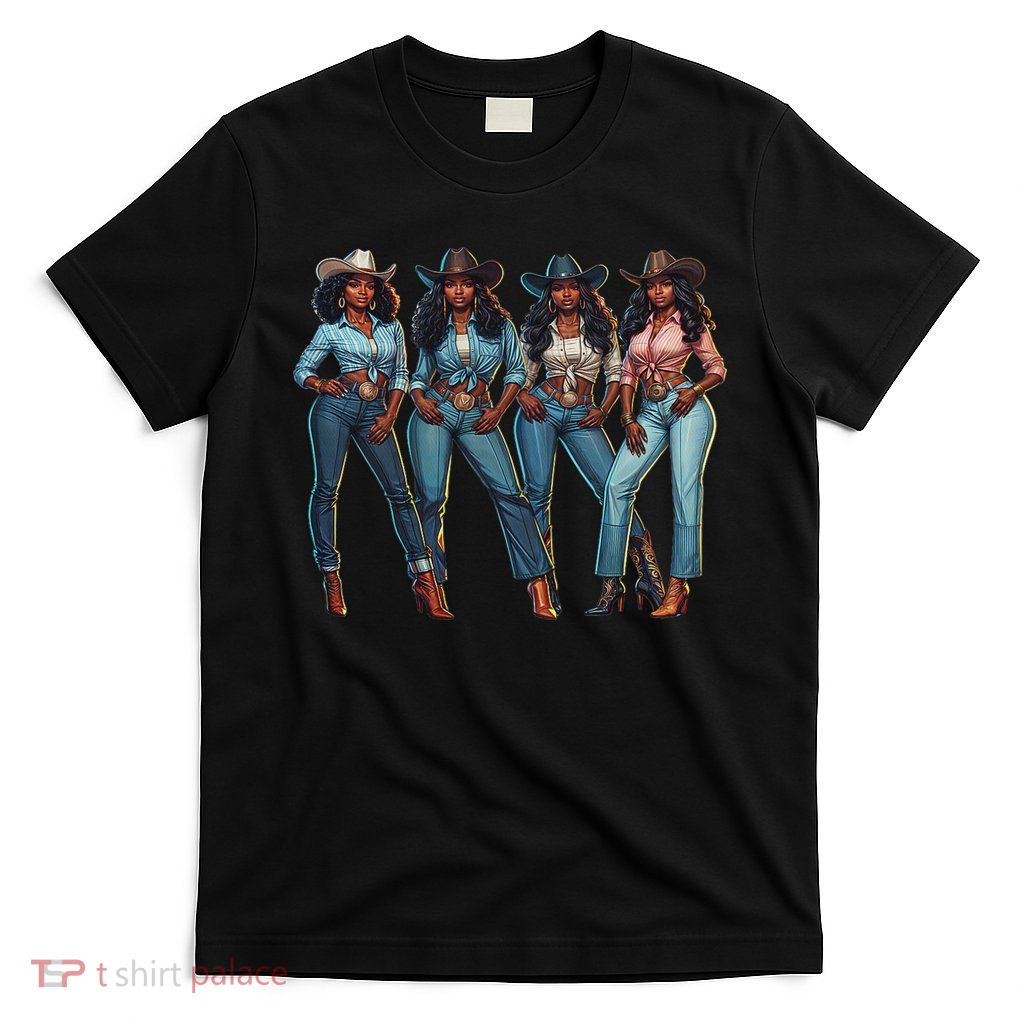 Black Cowgirl Western Rodeo Melanin Qween Black Girl T-Shirt
