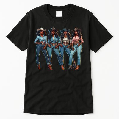 Black Cowgirl Western Rodeo Melanin Qween Black Girl Tall T-Shirt