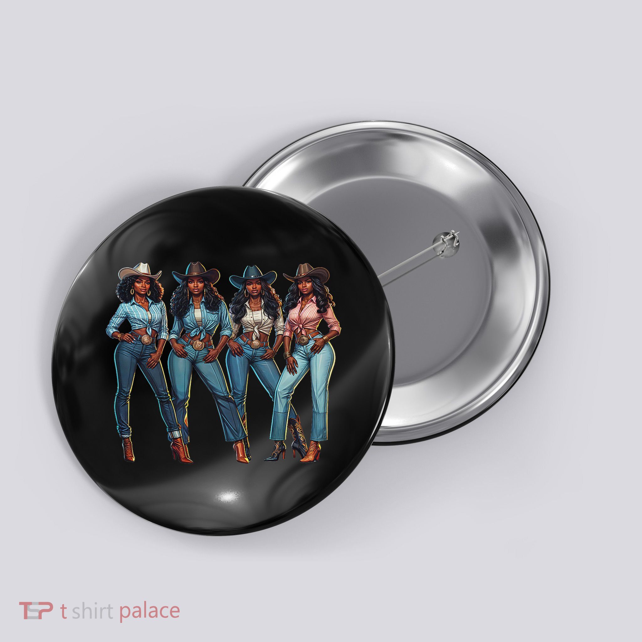 Black Cowgirl Western Rodeo Melanin Qween Black Girl Button