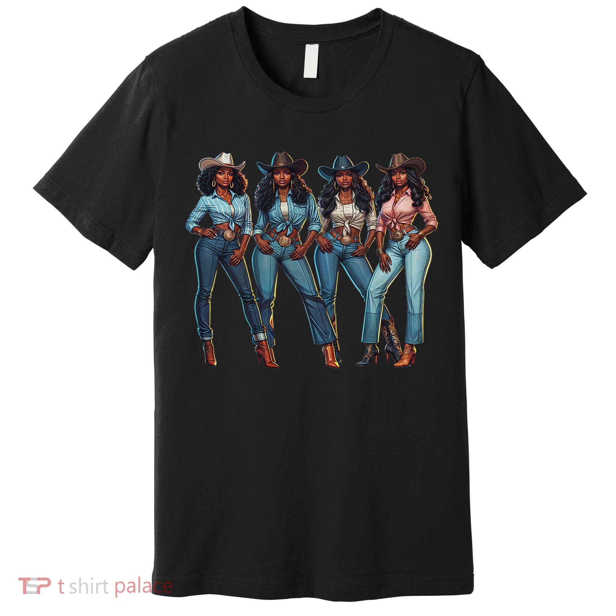 Black Cowgirl Western Rodeo Melanin Qween Black Girl Premium T-Shirt