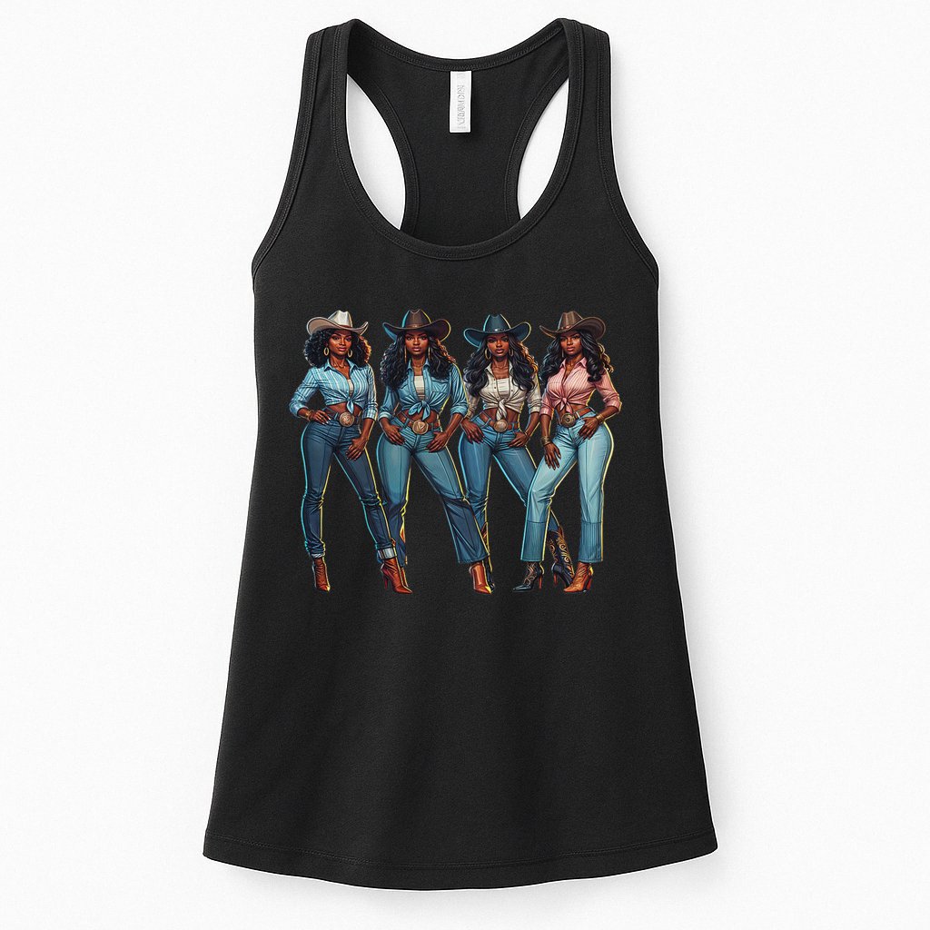 Black Cowgirl Western Rodeo Melanin Qween Black Girl Womens Tank Top