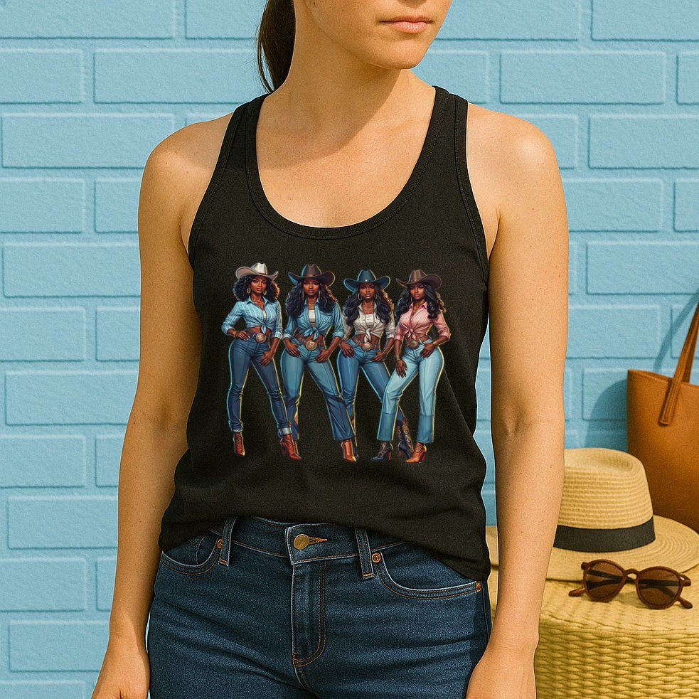 Black Cowgirl Western Rodeo Melanin Qween Black Girl Womens Tank Top