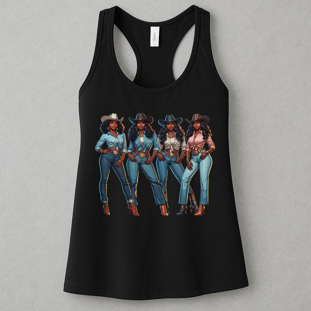 Black Cowgirl Western Rodeo Melanin Qween Black Girl Womens Tank Top