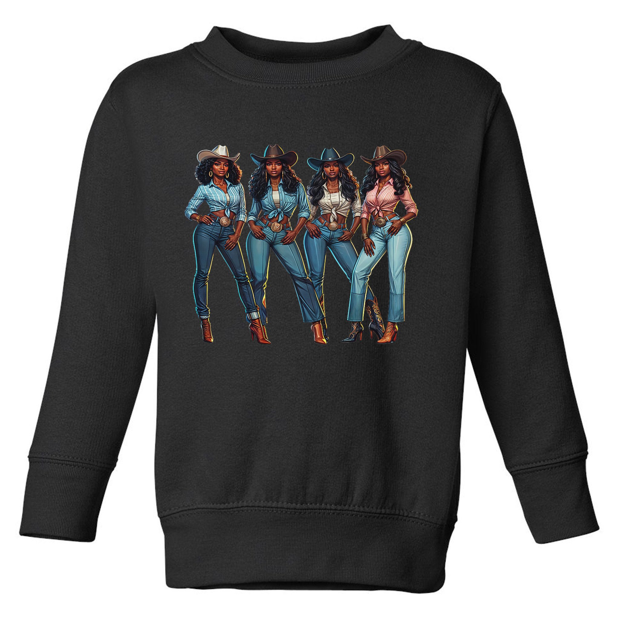 Black Cowgirl Western Rodeo Melanin Qween Black Girl Toddler Sweatshirt