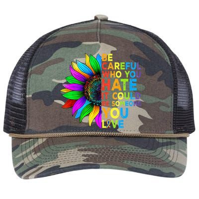 Be Careful Who You Hate It Could Be Someone You Love LGBT Retro Rope Trucker Hat Cap