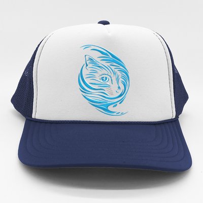 Blue Cat Wave For Kamala 47 Funny Cat Ladies Harris 2024 Trucker Hat