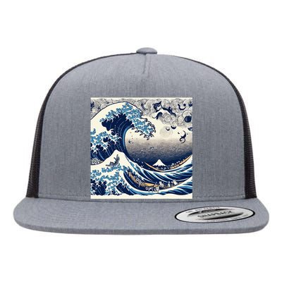 Blue Cats Wave For Kamala Flat Bill Trucker Hat