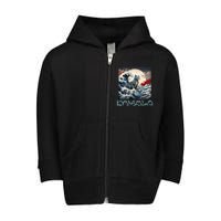 Blue Cats Wave For Kamala Funny Catzilla Toddler Zip Fleece Hoodie