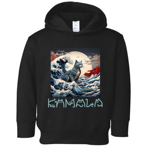 Blue Cats Wave For Kamala Funny Catzilla Toddler Hoodie