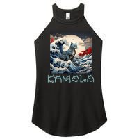 Blue Cats Wave For Kamala Funny Catzilla Women's Perfect Tri Rocker Tank